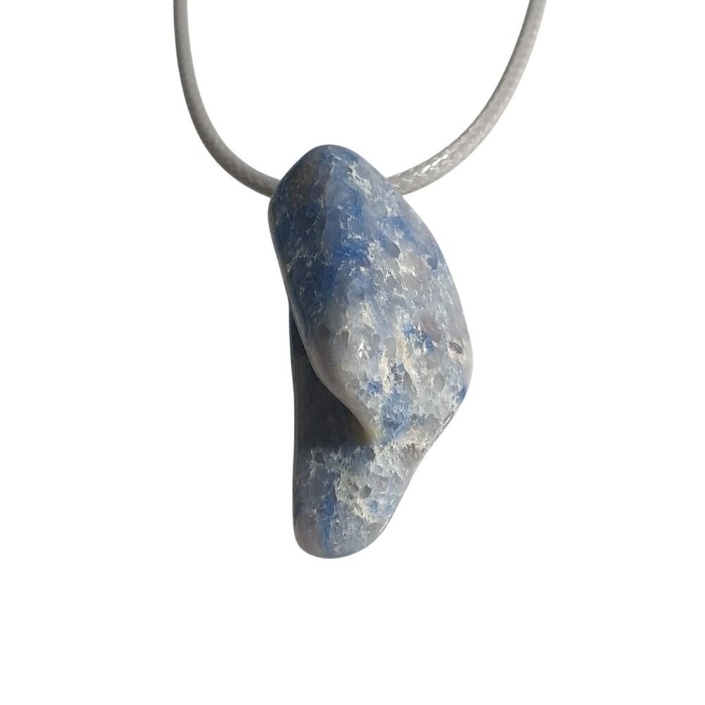 Natural Blue Sodalite Stone Pendant Necklace Adjustable Handmade Jewelry Gift